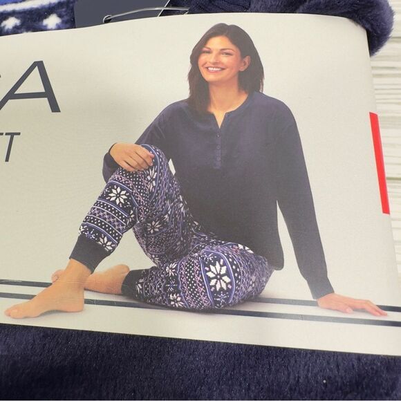 2PC NAUTICA SILKY STRETCH FLEECE SLEEPWEAR SET NWT MEDIUM 10-12 BLUE/WHITE - Picture 5 of 9